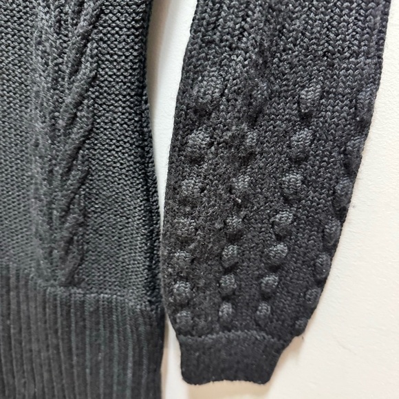 Guess by Marciano Black Wool Cable Knit Turtleneck Knit Dress Bobble Sleeve - Picture 10 of 15